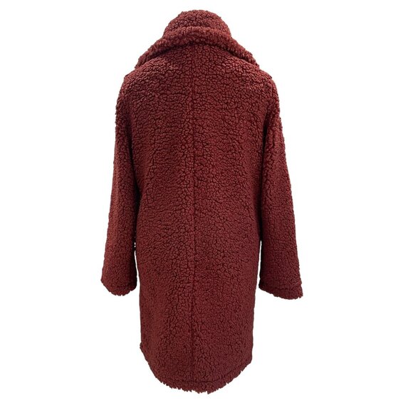 Zenana Teddy Sherpa Coat LXL Brown Double Breasted Fall Cozy Gorpcore Jacket - Picture 8 of 9